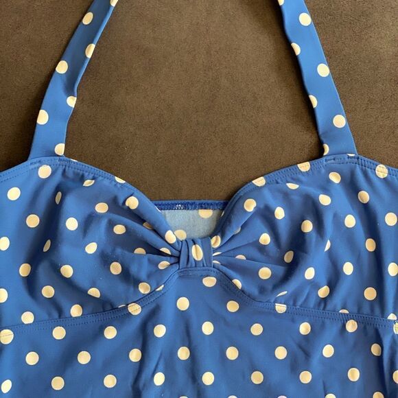 dELIA*S Blue Polka Dot Ruched Halter Tankini - Picture 3 of 7